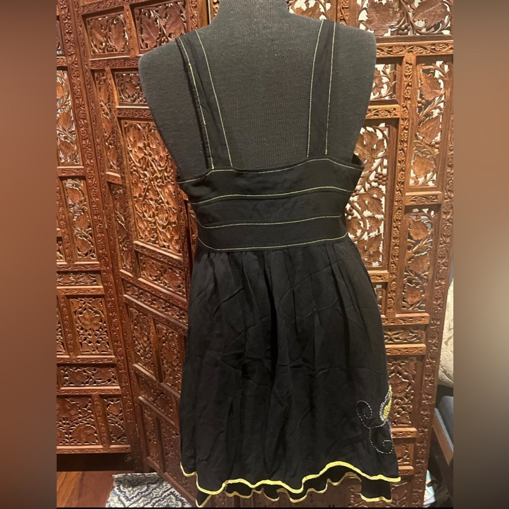 Double Zero Boho Embroidered Black Sleeveless Dre… - image 5
